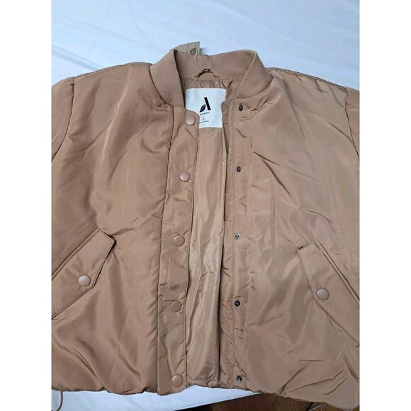 Amazon Womens Padded‎ Cropped Bomber Jacket, Camel Size L - Picture 5 of 11